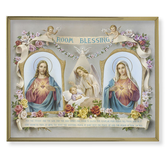 Baby Room Blessing Gold Framed Plaque Art