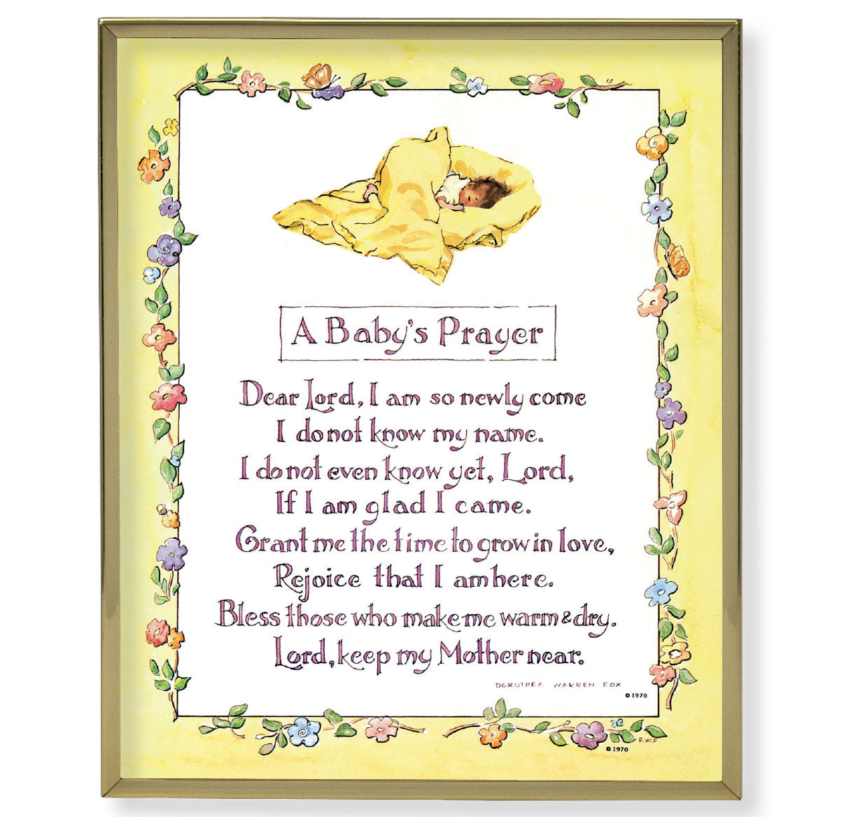 Baby Prayer Gold Framed Plaque Art