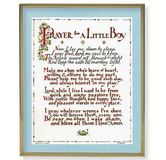 Prayer for Little Boy Gold Framed Plaque Art