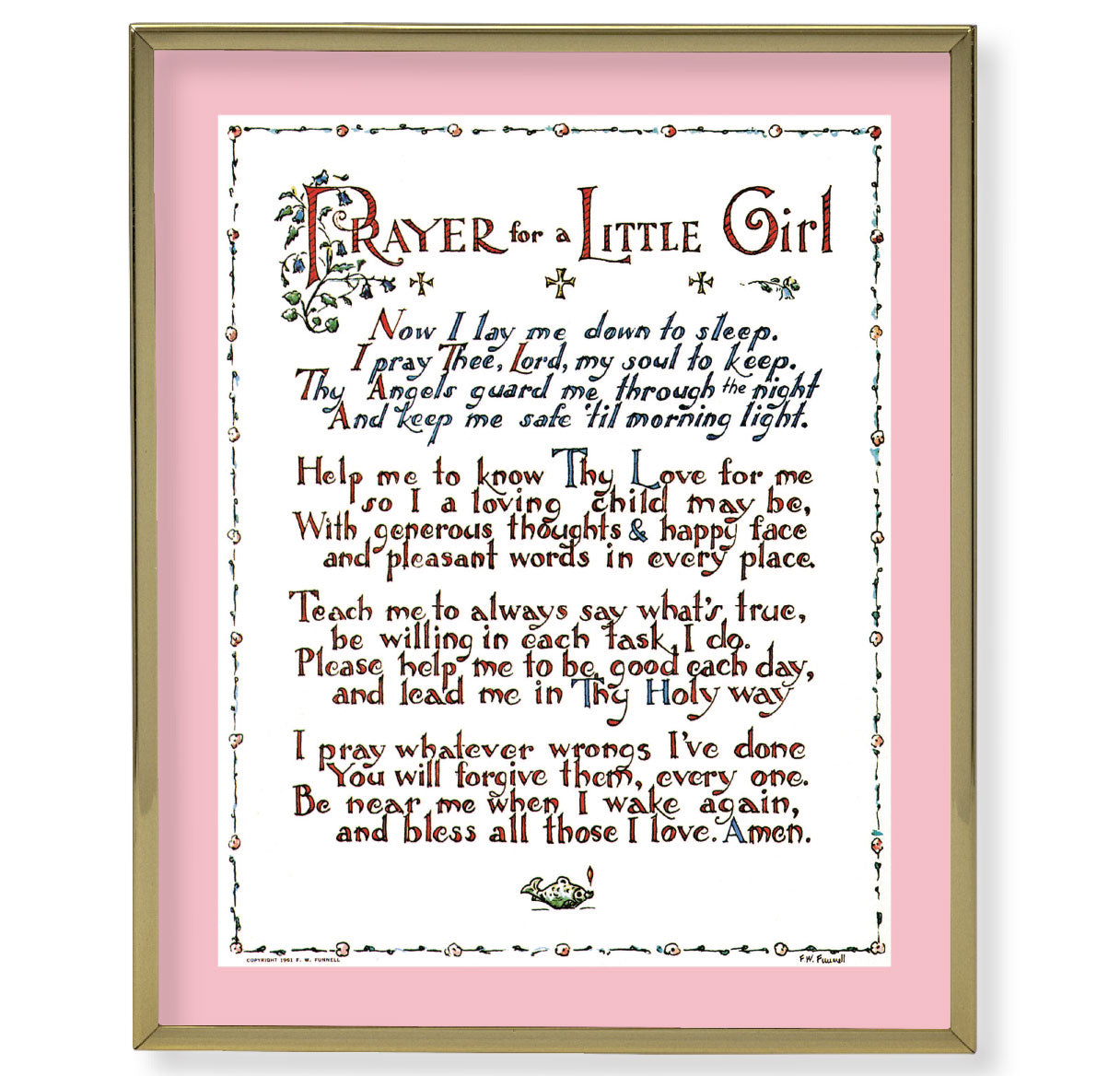 Prayer for Little Girl Gold Framed Plaque Art