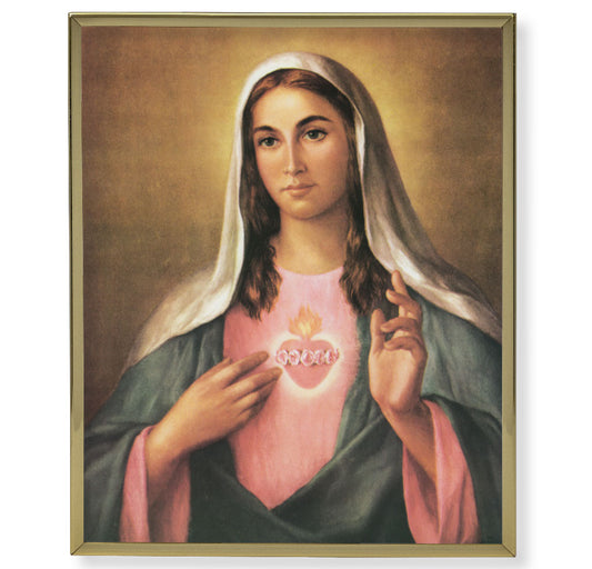 Immaculate Heart of Mary Gold Framed Plaque Art