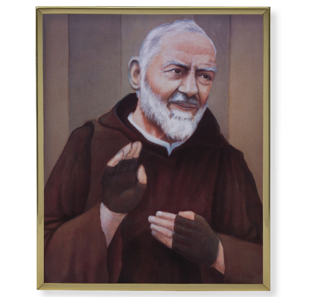 St. Pio Gold Framed Plaque Art