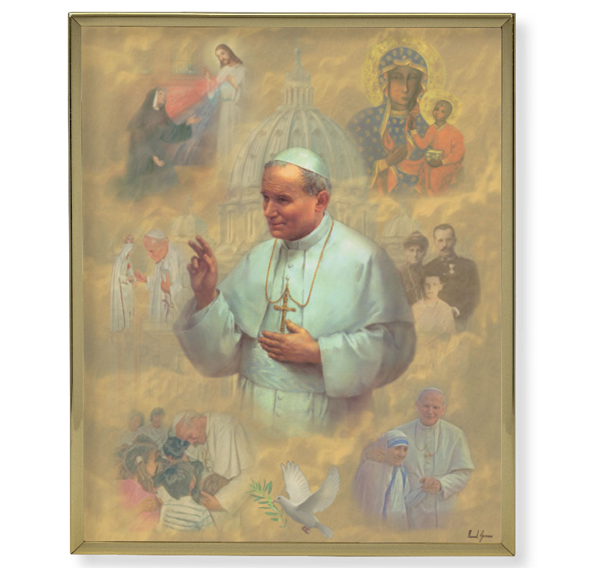 St. Pope John Paul II Gold Framed Plaque Art