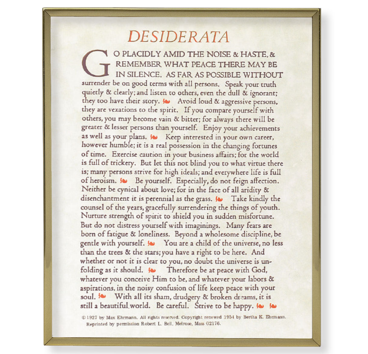 Desiderata Gold Framed Plaque Art – The Catholic Shop