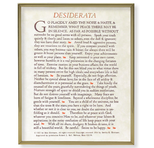 Desiderata Gold Framed Plaque Art