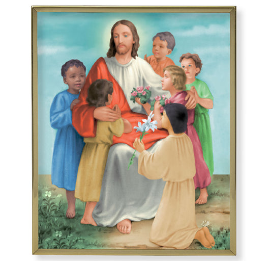 Jesus with Children Gold Framed Plaque Art