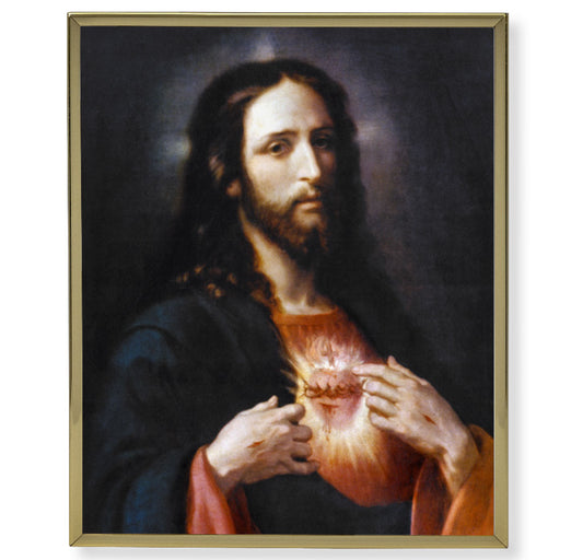 Sacred Heart of Jesus Gold Framed Plaque Art