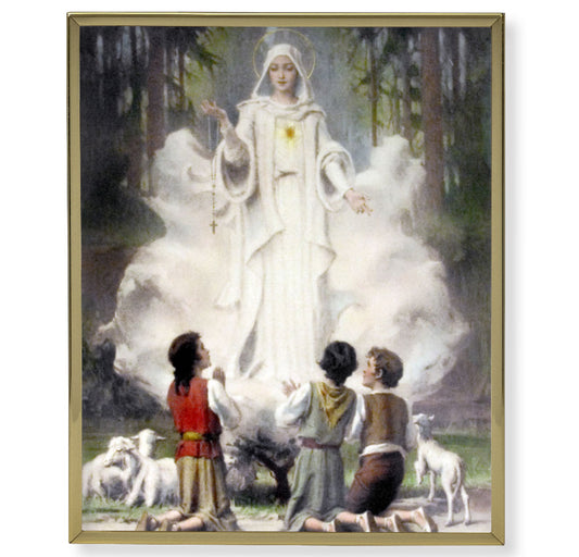 Our Lady of Fatima Gold Framed Plaque Art