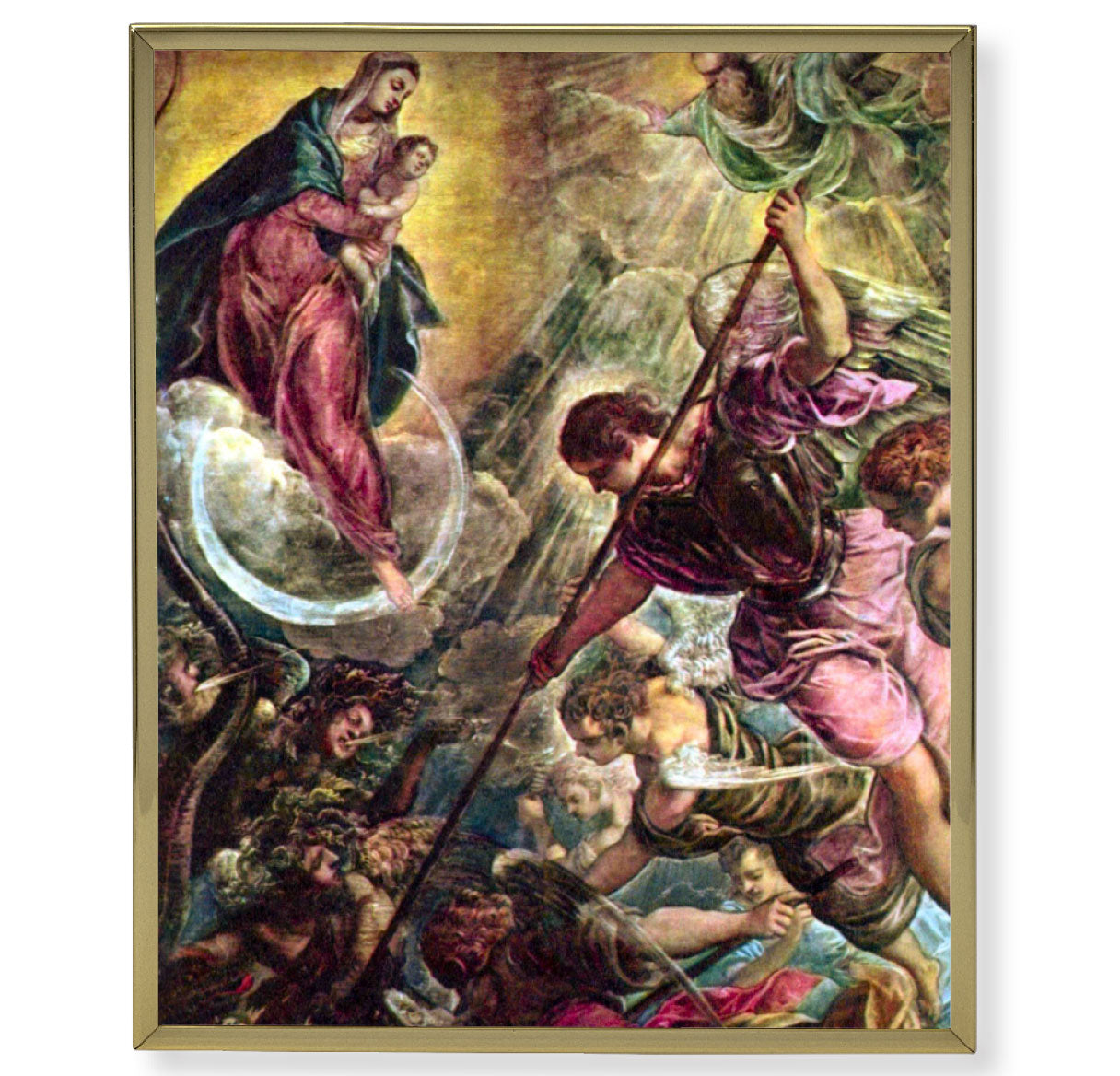 Battle of Archangel St. Michael Gold Framed Plaque Art