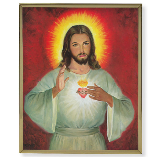 Sacred Heart of Jesus Gold Framed Plaque Art