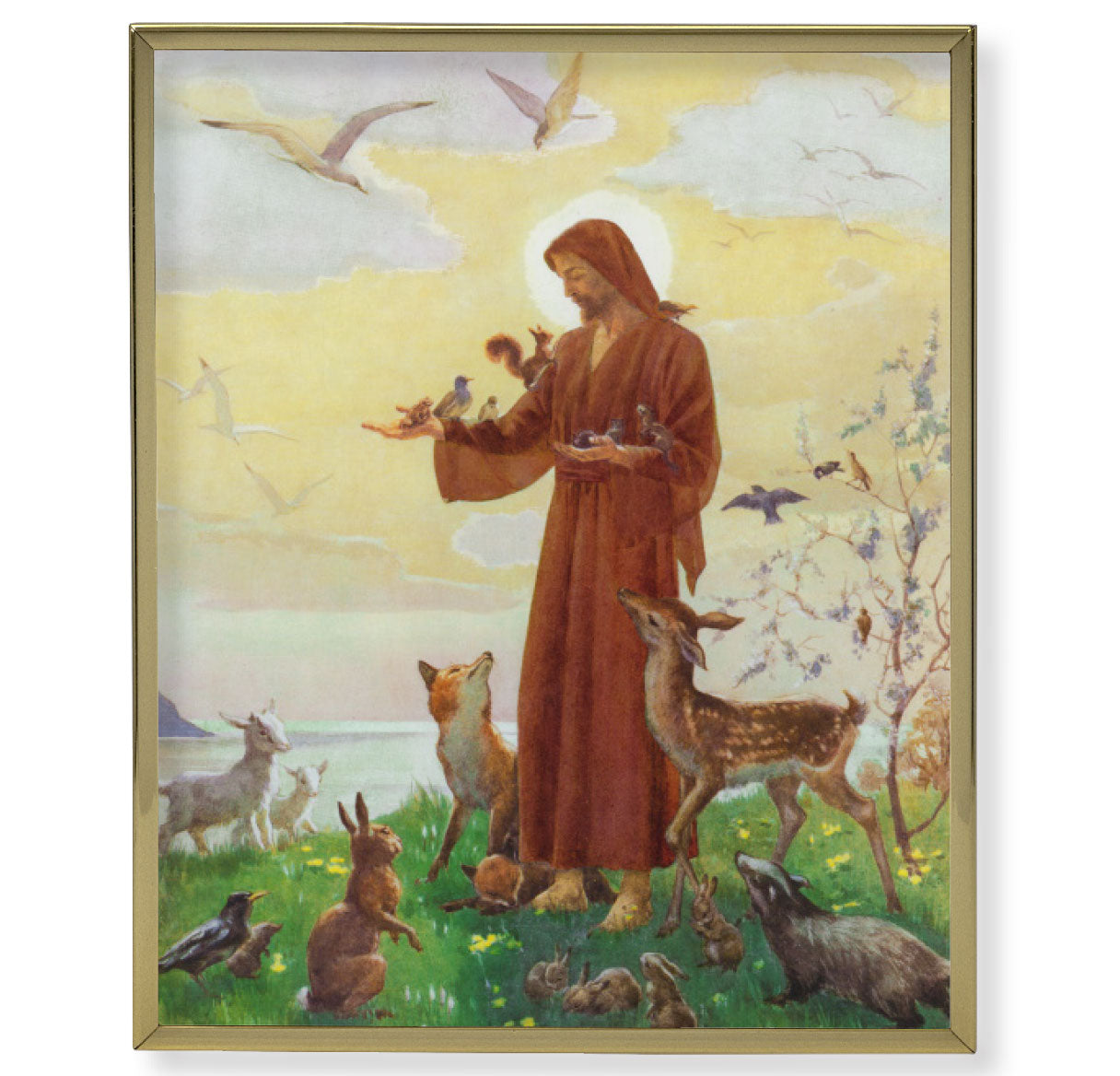 St. Francis Gold Framed Plaque Art