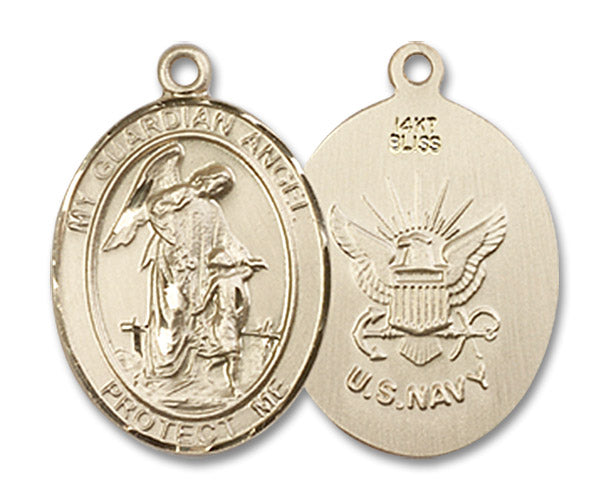 14kt Gold Guardian Angel / Navy Medal