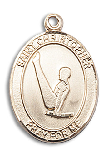 14kt Gold Saint Christopher/Gymnastics Medal