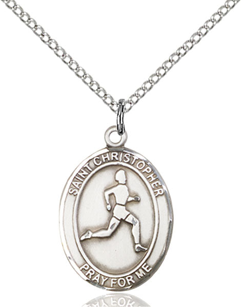 Sterling Silver Saint Christopher/Track & Field Pend