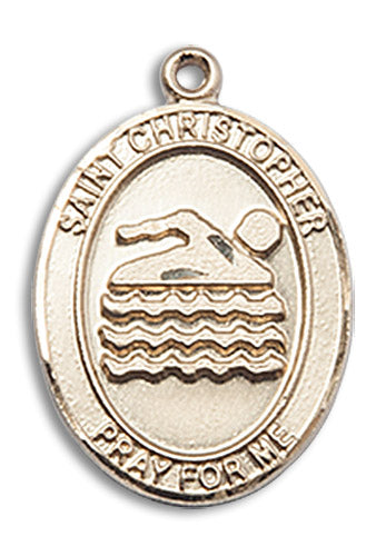 14kt Gold Saint Christopher/Swimming Medal