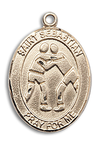 14kt Gold Saint Sebastian/Wrestling Medal