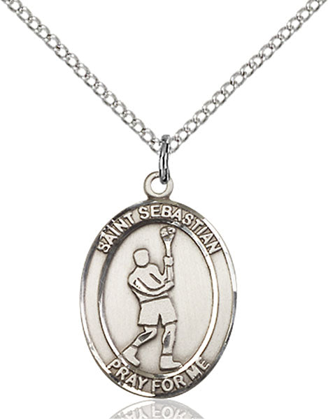 Sterling Silver Saint Sebastian/Lacrosse Pendant