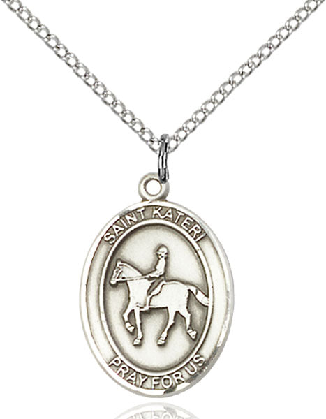 Sterling Silver Saint Kateri / Equestrian Pendant
