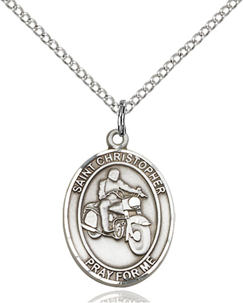 Sterling Silver Saint Christopher/Motorcycle Pendant