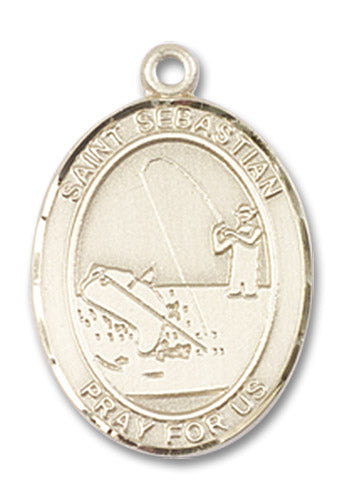 14kt Gold Saint Sebastian / Fishing Medal
