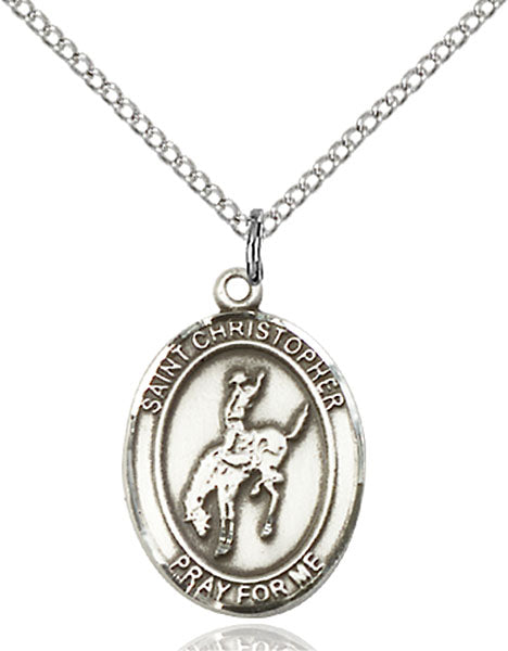Sterling Silver Saint Christopher / Rodeo Pendant