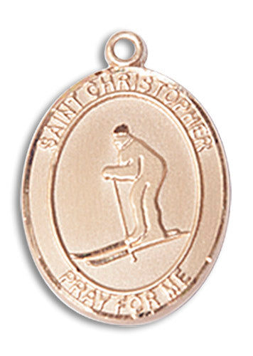 14kt Gold Saint Christopher / Skiing Medal