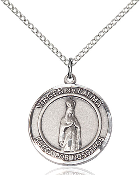 Sterling Silver Virgen de Fatima Pendant
