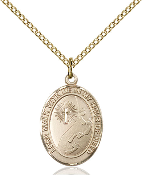 14kt Gold Filled Footprints / Cross Pendant