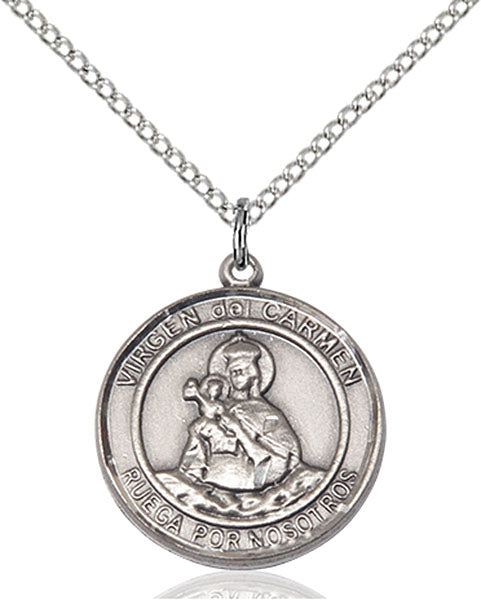 Sterling Silver Virgen del Carmen Pendant