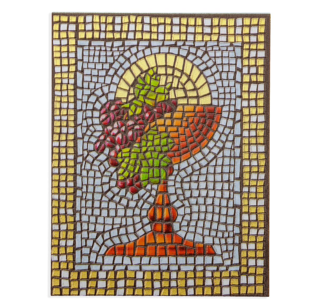 Mosaic Tile Textured Chalice and Grapes Plaque