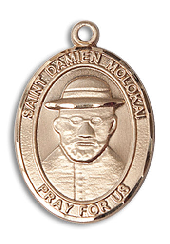 14kt Gold Saint Damien of Molokai Medal