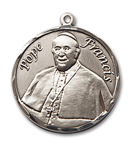 Sterling Silver Pope Francis Round Pendant