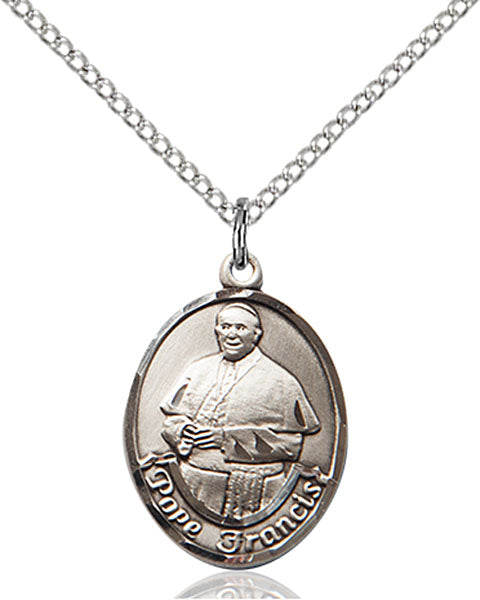 Sterling Silver Pope Francis Oval Pendant
