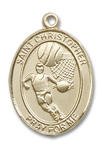 14kt Gold Saint Christopher/Basketball Medal