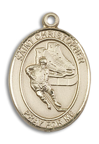 14kt Gold Saint Christopher/Hockey Medal
