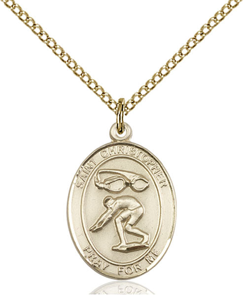 14kt Gold Filled Saint Christopher/Swimming Pendant