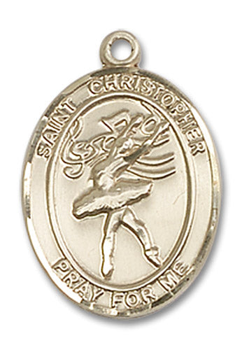 14kt Gold Saint Christopher / Dance Medal