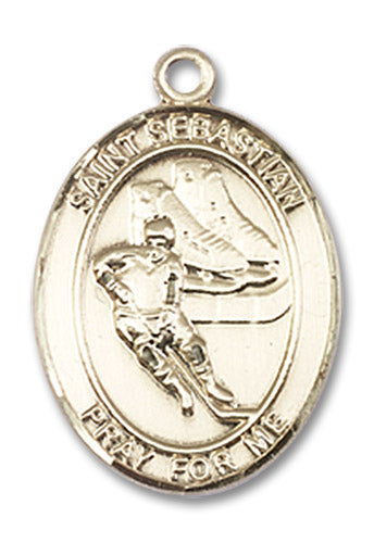 14kt Gold Saint Sebastian / Hockey Medal