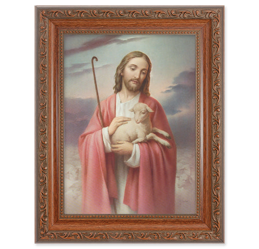 Good Shepherd Mahogany Finish Framed Art
