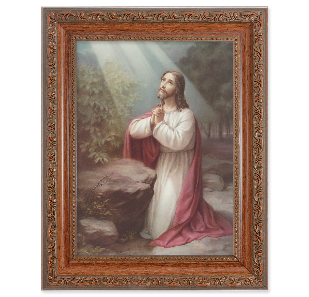 Christ on the Mount of Olives Mahogany Finish Framed Art