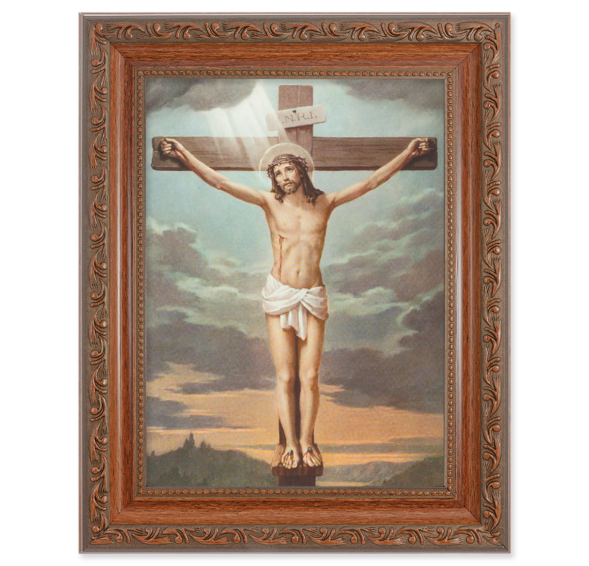 Crucifixion Mahogany Finish Framed Art