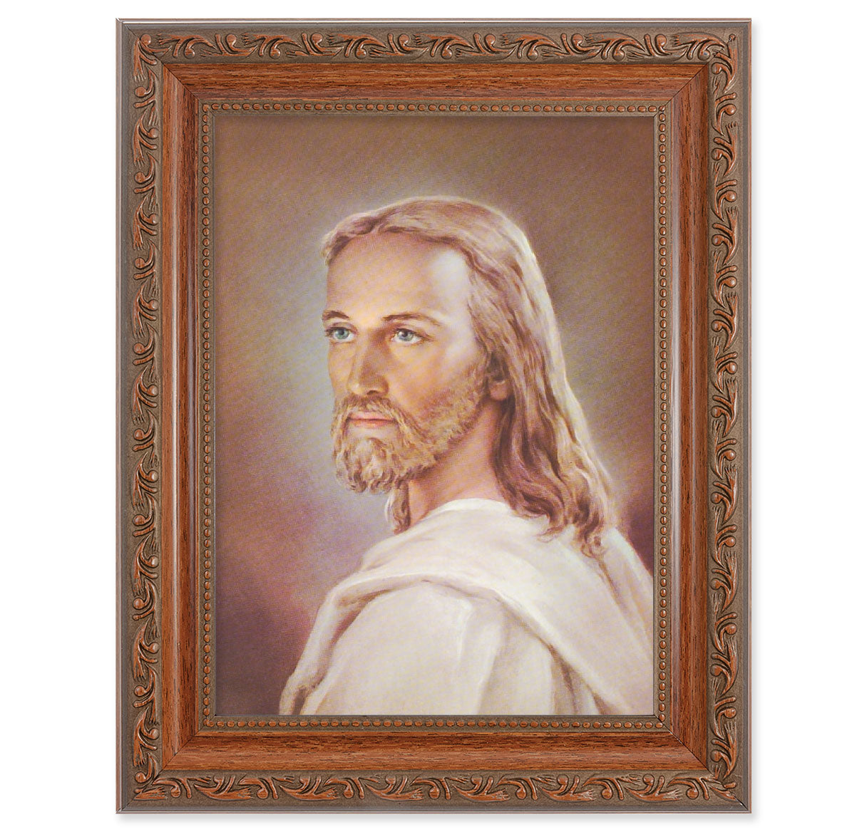 Head of Christ Mahogany Finish Framed Art