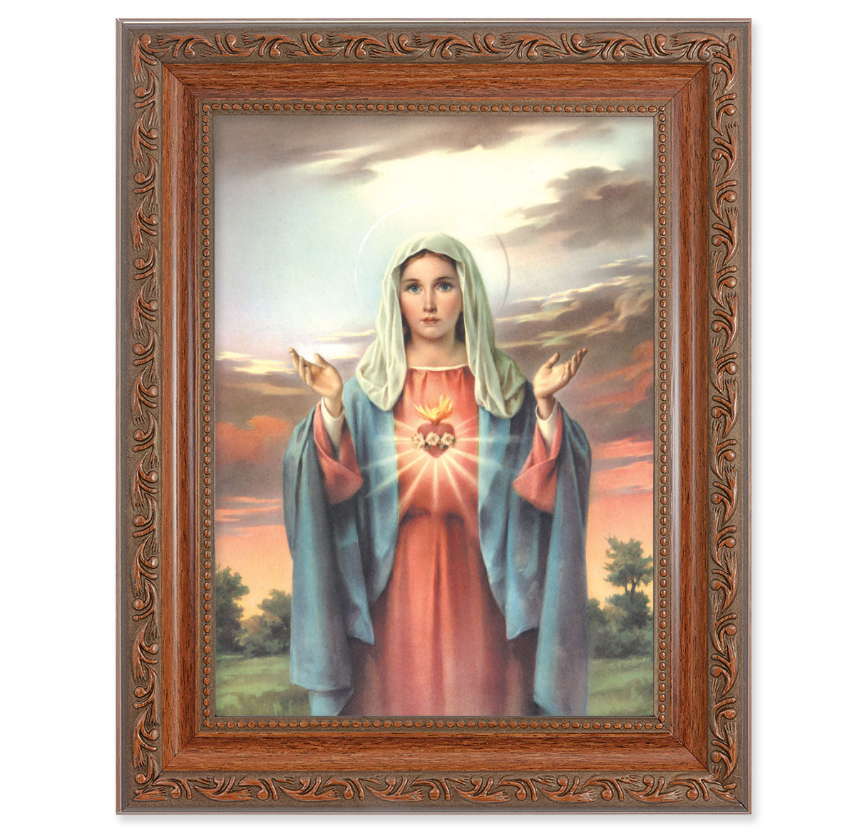 Immaculate Heart of Mary Mahogany Finish Framed Art