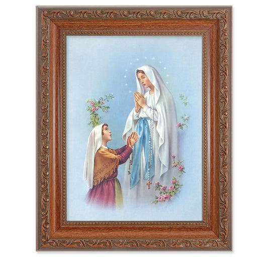 Our Lady of Lourdes Mahogany Finish Framed Art