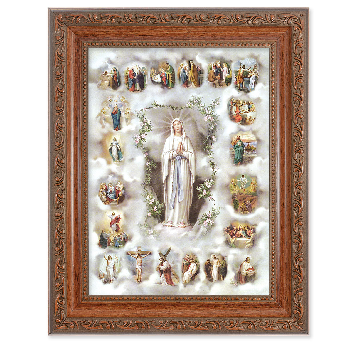 20 Mysteries of the Rosary Mahogany Finish Framed Art – The Catholic Shop