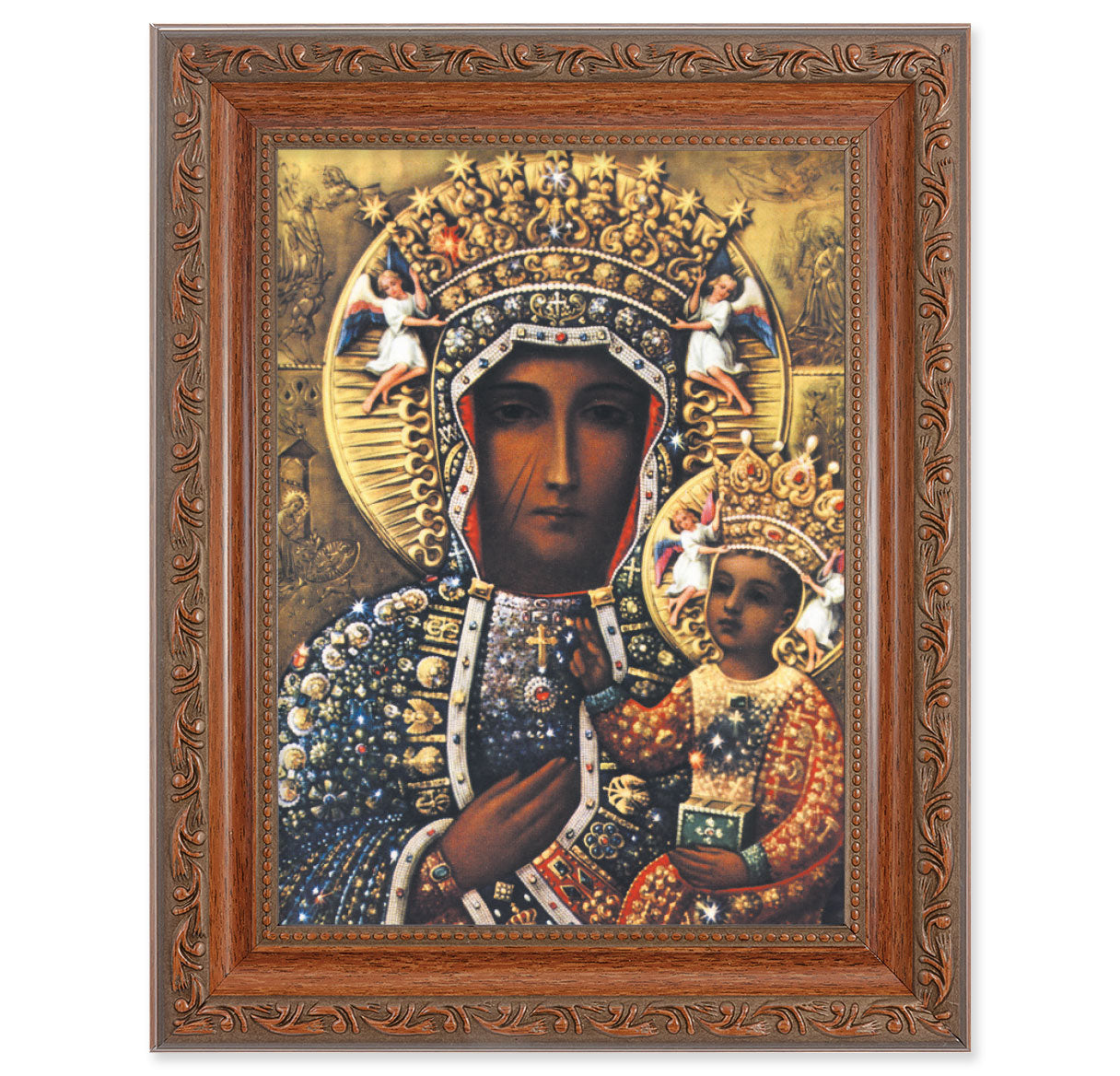 Our Lady of Czestochowa Mahogany Finish Framed Art