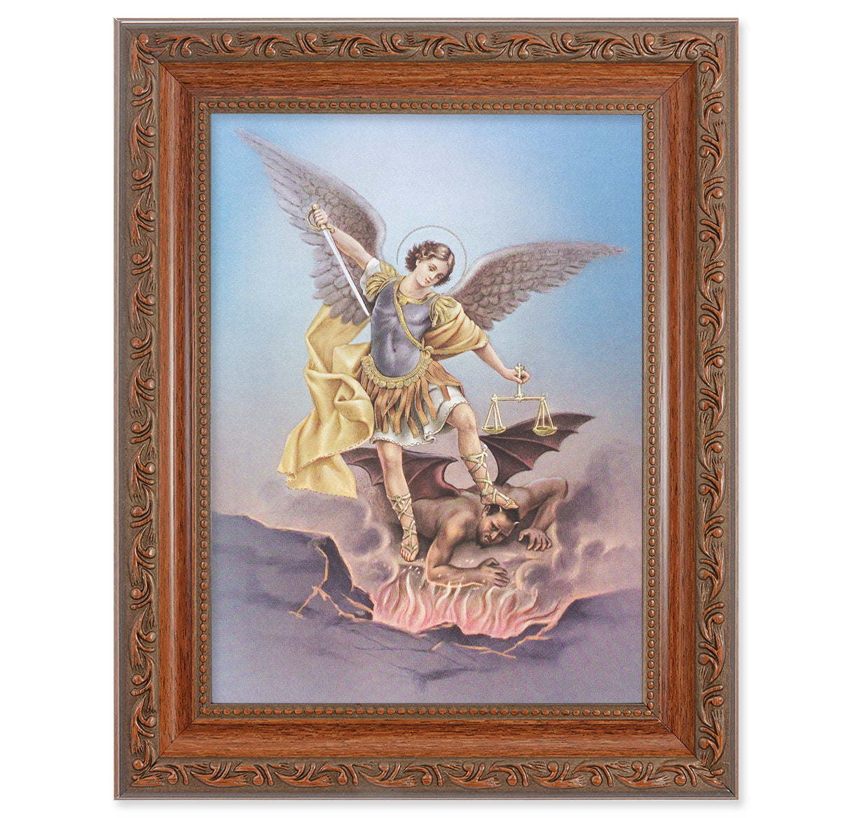 St. Michael Mahogany Finish Framed Art