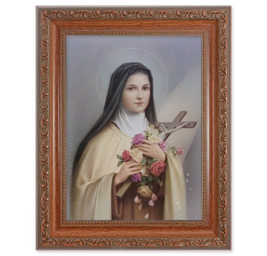 St. Therese Mahogany Finish Framed Art