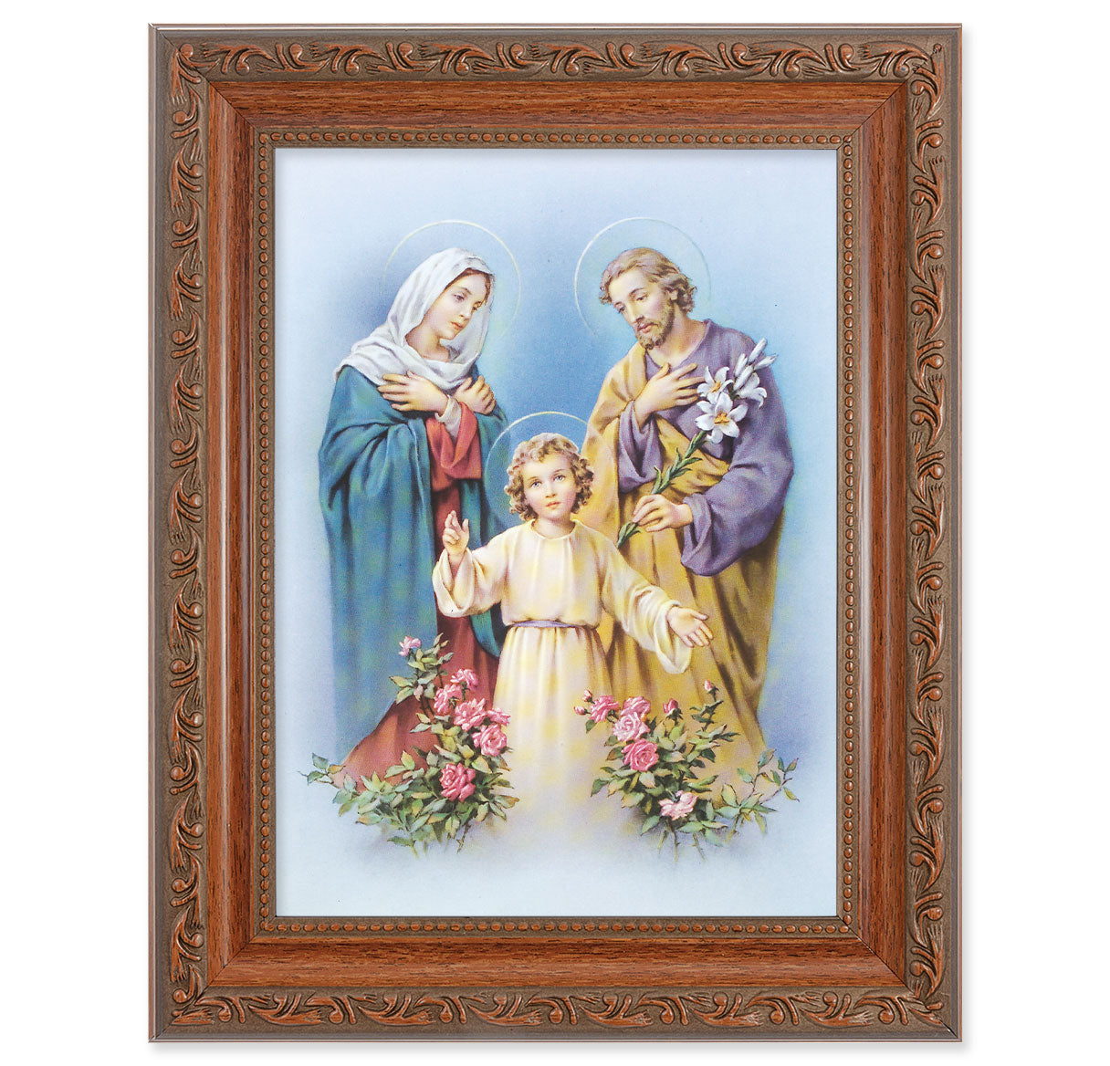 Holy Family Mahogany Finish Framed Art