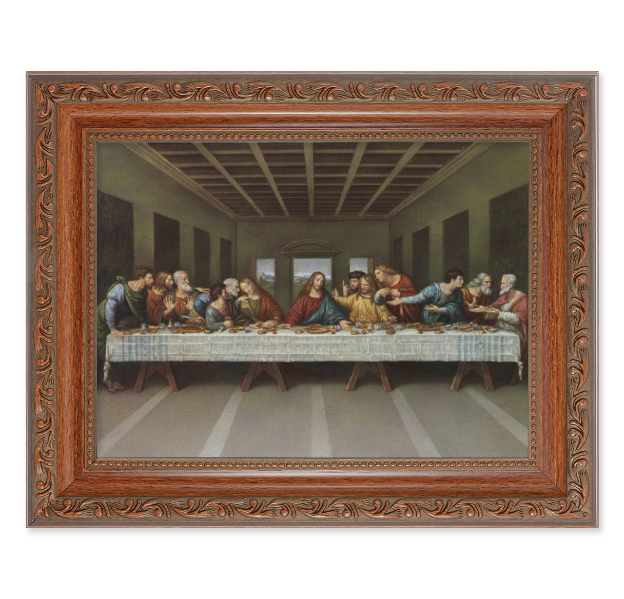 The Last Supper Mahogany Finish Framed Art – The Catholic Shop